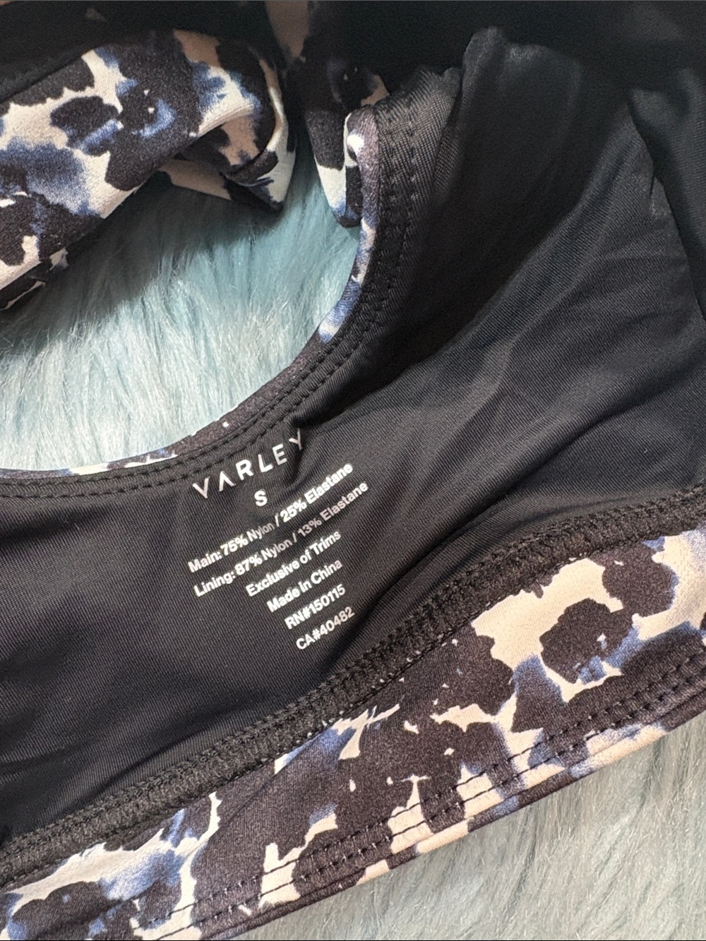 Varley Form Elsie Sports Bra in the Ink Block Floral - Picture 3 of 7
